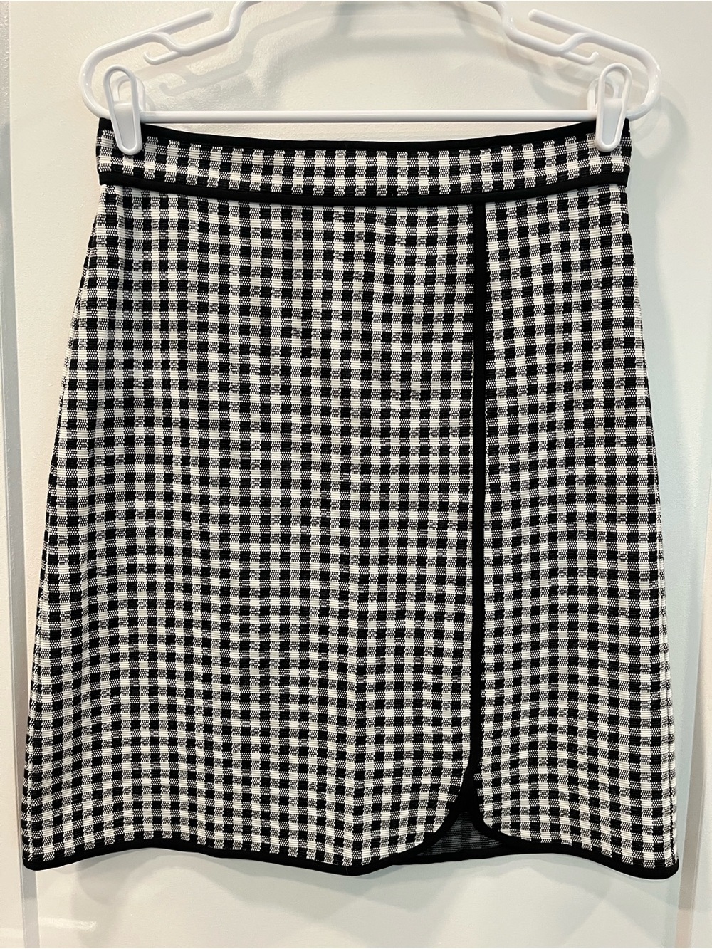 Ann Taylor Black and White Gingham A-Line Knit Skirt - Picture 1 of 4